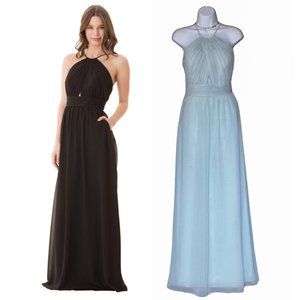 Bari Jay Pleated Chiffon Dress